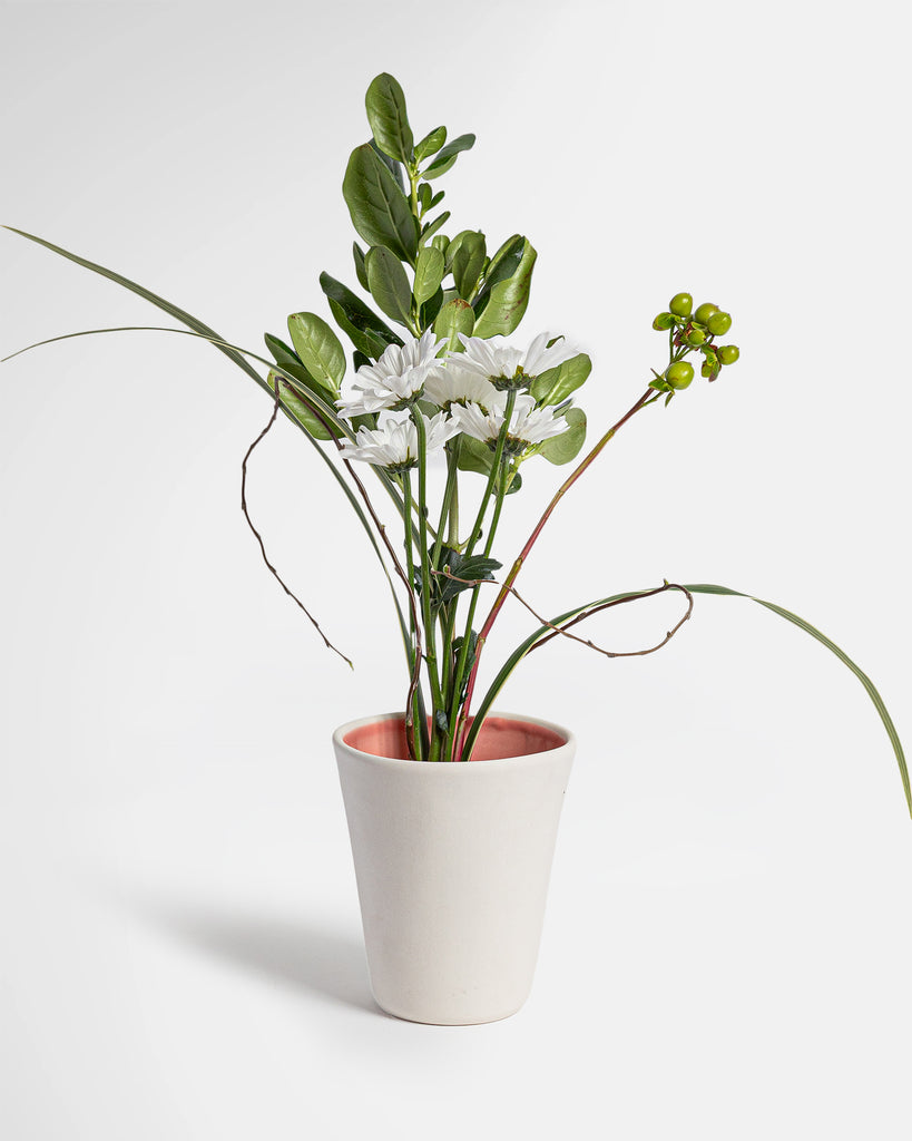 Medium Pink Floral Ceramic Vase by Marcello Andres in Dallas, Texas